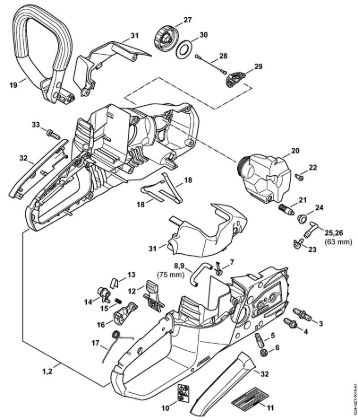 Handle housing, Shroud Battery chain saws (MSA) MSA 120 C-B Stihl