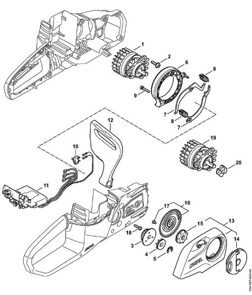 Electric motor, Electronic module, Chain sprocket cover 443746233 Battery chain saws (MSA) MSA 140 C-B Stihl