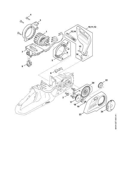 Picture of Electric motor, Electronic module, Chain sprocket cover MSA 60.0 C-B
