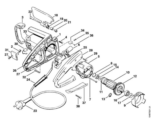 Housing, Armature, Guard Electric chain saws (MSE) E 10 Stihl