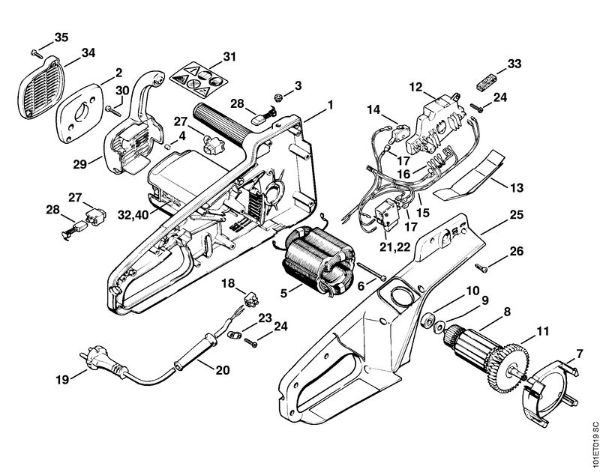 Electric motor E 220 C, E 20 C Electric chain saws (MSE) E 220 C Stihl