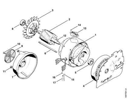 Stator housing, Motor shaft Electric chain saws (MSE) E 30 Stihl