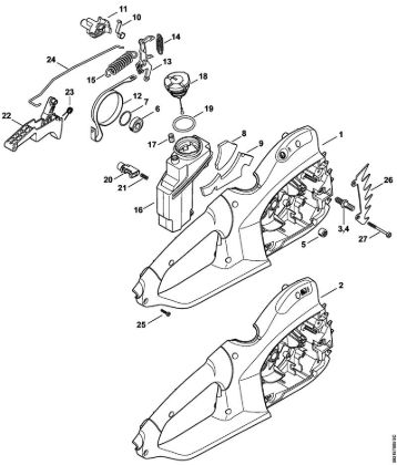 Handle housing, Oil tank Electric chain saws (MSE) MSE 210 C-BQ Stihl
