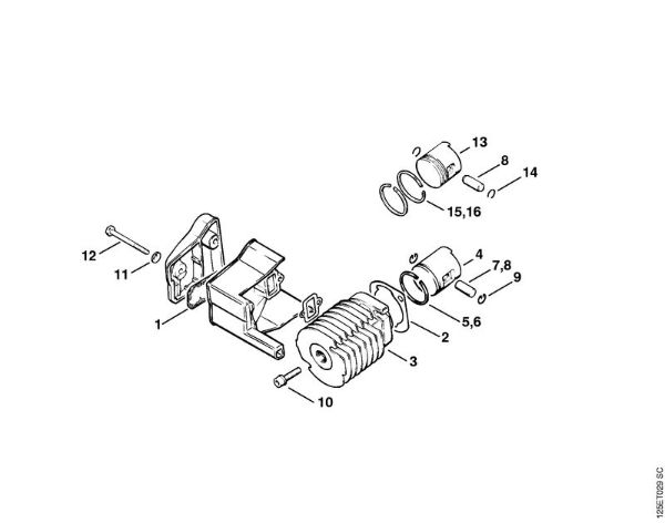 Cylinder (32.88), (25.84), (27.83) Gasoline chain saws (MS) 009 E Stihl