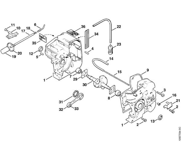 Crankcase Gasoline chain saws (MS) 010 AV Stihl