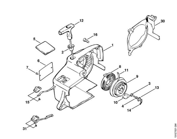 Rewind starter Gasoline chain saws (MS) 012 AVEQ Stihl