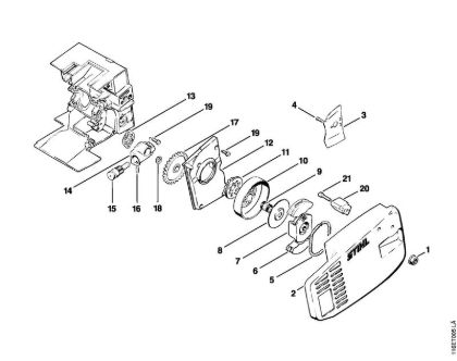Chain sprocket cover, Chain sprocket, Oil pump Gasoline chain saws (MS) 015 AVE Stihl