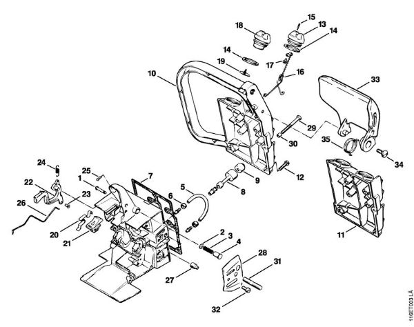 Handle housing Gasoline chain saws (MS) 015 AVE Stihl