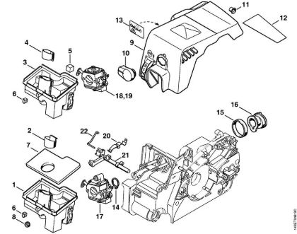 Air filter, Shroud Gasoline chain saws (MS) 017 C Stihl