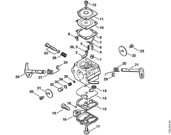 Carburetor C1Q-S46 Gasoline chain saws (MS) 019 T Stihl