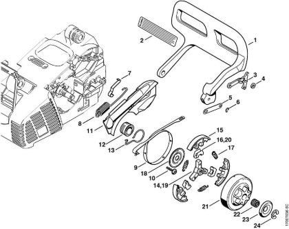 Hand guard, Chain brake Gasoline chain saws (MS) 019 T Stihl