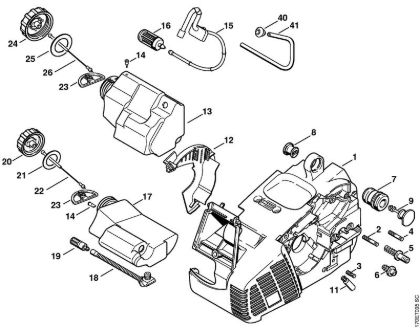 Motor housing Gasoline chain saws (MS) 019 T Stihl