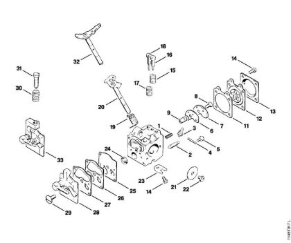 Carburetor WA-1, WA-86 (36.80) Gasoline chain saws (MS) 020 (1114) Stihl