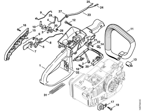 Handle housing 020 Gasoline chain saws (MS) 020 (1129) Stihl