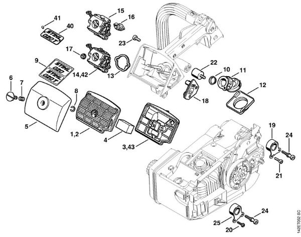 Air filter 020 T Gasoline chain saws (MS) 020 T Stihl