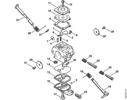 Carburetor C1Q-S16 020 T (17.1999) Gasoline chain saws (MS) 020 T Stihl