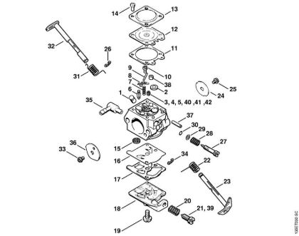 Carburetor WT-283, WT-498, WT-503, WT-313 USA Gasoline chain saws (MS) 023 L Stihl