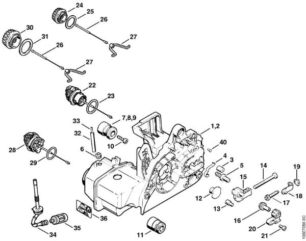 Motor housing Gasoline chain saws (MS) 023 L Stihl