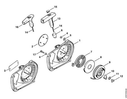 Rewind starter Gasoline chain saws (MS) 024 Stihl