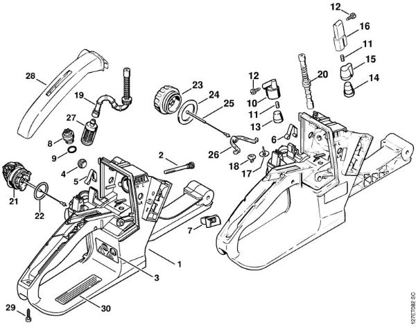 Tank housing Gasoline chain saws (MS) 024 Stihl
