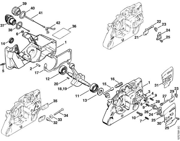 Crankcase Gasoline chain saws (MS) 024 SW Stihl