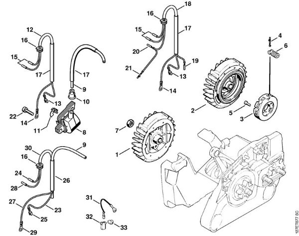 Ignition system Gasoline chain saws (MS) 024 SW Stihl