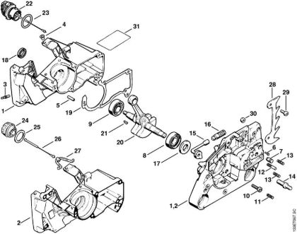 Crankcase Gasoline chain saws (MS) 026 WVH Stihl