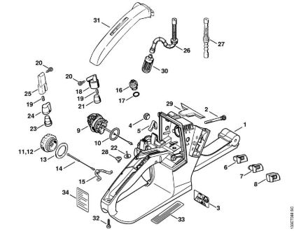 Tank housing Gasoline chain saws (MS) 026 WVH Stihl