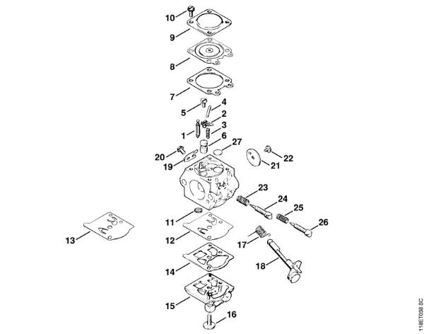 Carburetor WT-16 Gasoline chain saws (MS) 028 WB Stihl