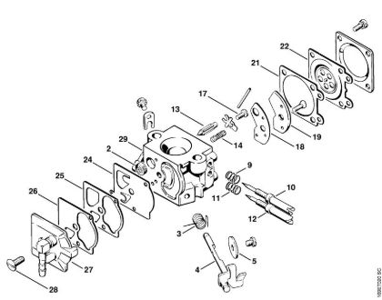 Carburetor WA-49    7 683 698 Gasoline chain saws (MS) 032 AV Stihl