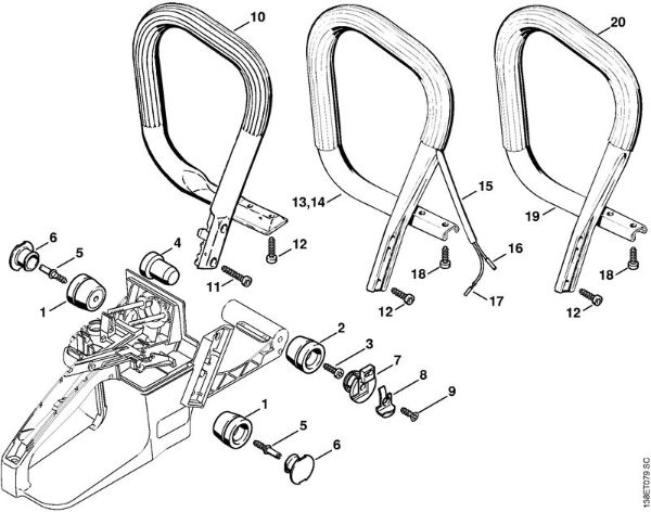 AV system, Handlebar Gasoline chain saws (MS) 036 W Stihl