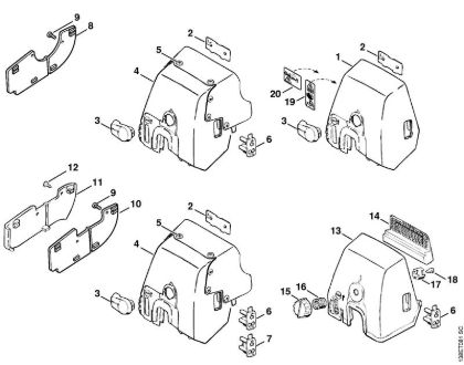 Carburetor box cover Gasoline chain saws (MS) 036 W Stihl