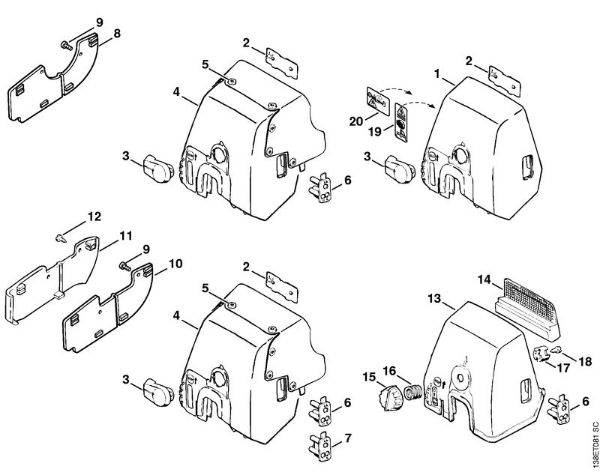 Carburetor box cover Gasoline chain saws (MS) 036 W Stihl