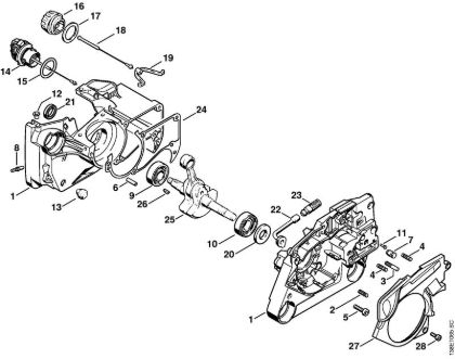 Crankcase Gasoline chain saws (MS) 036 W Stihl