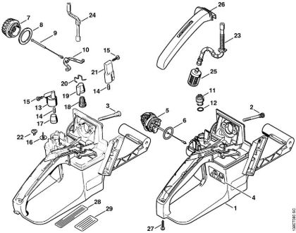 Tank housing Gasoline chain saws (MS) 036 W Stihl