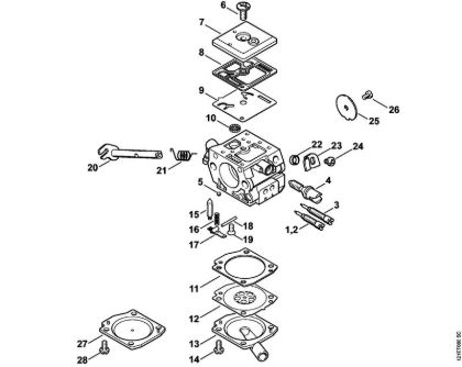 Carburetor C3-S148, C3-S149 Gasoline chain saws (MS) 038 M Stihl