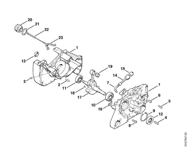 Crankcase Gasoline chain saws (MS) 038 M Stihl
