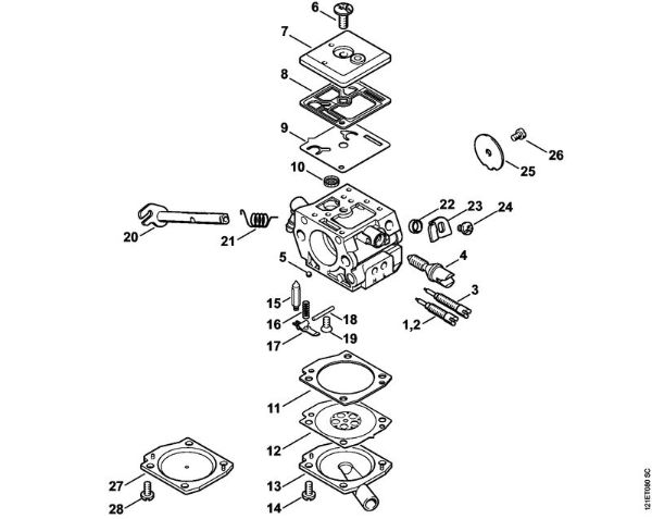 Carburetor C3-S148, C3-S149 Gasoline chain saws (MS) 038 S Stihl