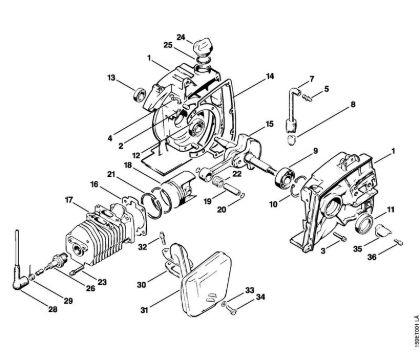 Crankcase, Cylinder, Muffler Gasoline chain saws (MS) 041 FB Stihl