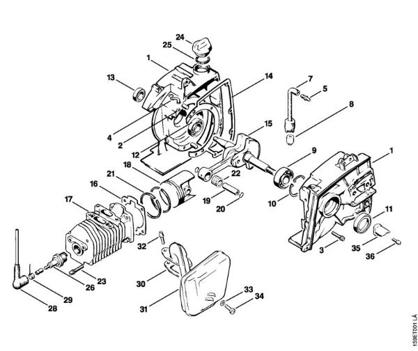 Crankcase, Cylinder, Muffler Gasoline chain saws (MS) 041 FB Stihl
