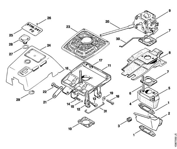 Filter housing, Filter cover Gasoline chain saws (MS) 041 FB Stihl