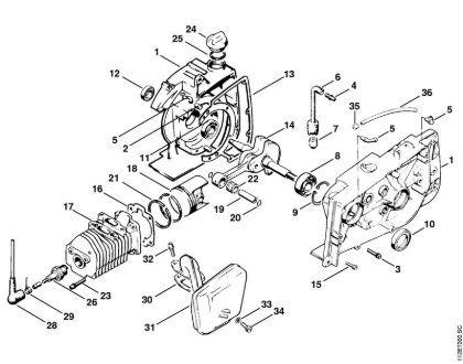 Crankcase, Cylinder Gasoline chain saws (MS) 041 G Stihl