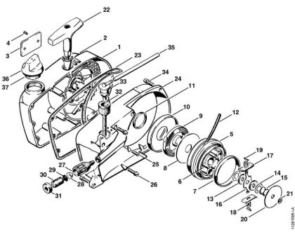 Fan housing cover, Rewind starter Gasoline chain saws (MS) 041 G Stihl