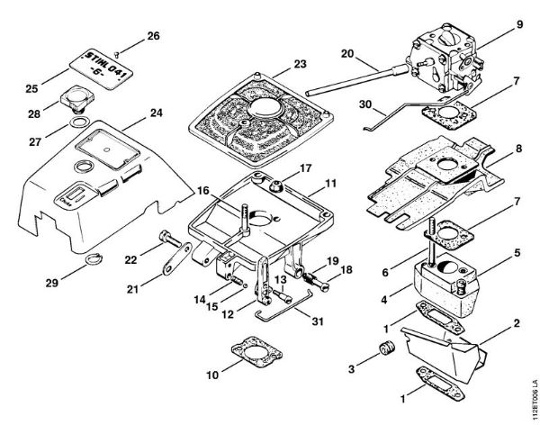 Filter housing, Air filter Gasoline chain saws (MS) 041 G Stihl