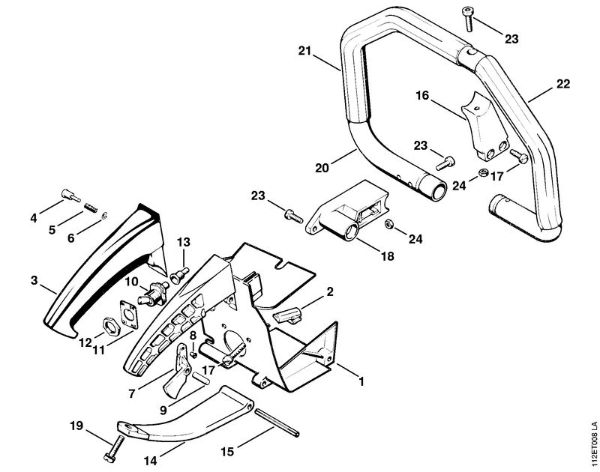 Shroud, Wrap around handlebar with Handle hose Gasoline chain saws (MS) 041 G Stihl