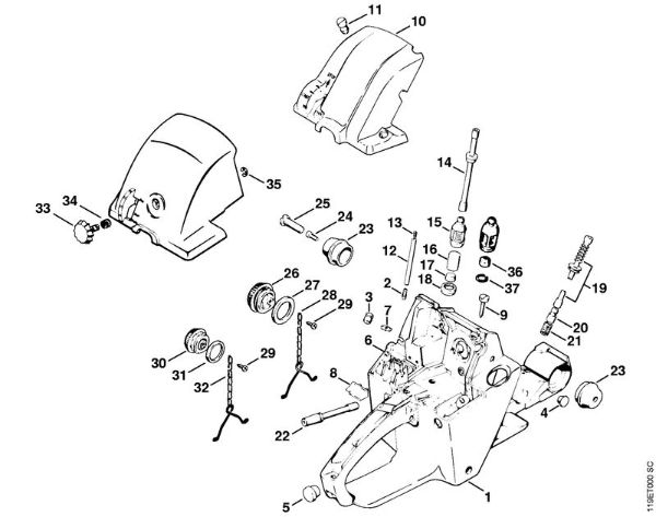 Tank housing Gasoline chain saws (MS) 042 Q Stihl