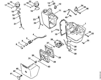 Carburetor box, Air filter Gasoline chain saws (MS) 045 AV Stihl