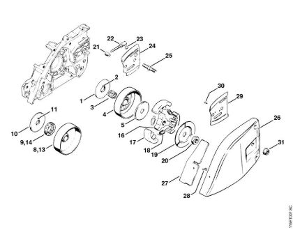 Chain sprocket, Clutch Gasoline chain saws (MS) 045 AV Stihl