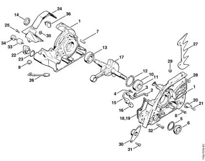 Crankcase, Crankshaft Gasoline chain saws (MS) 045 AVSEQ Stihl