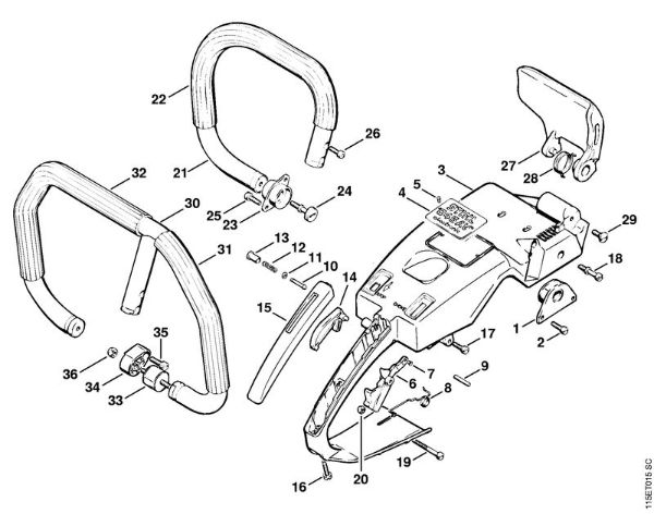 Handle frame, Handlebar Gasoline chain saws (MS) 045 AVSEQ Stihl